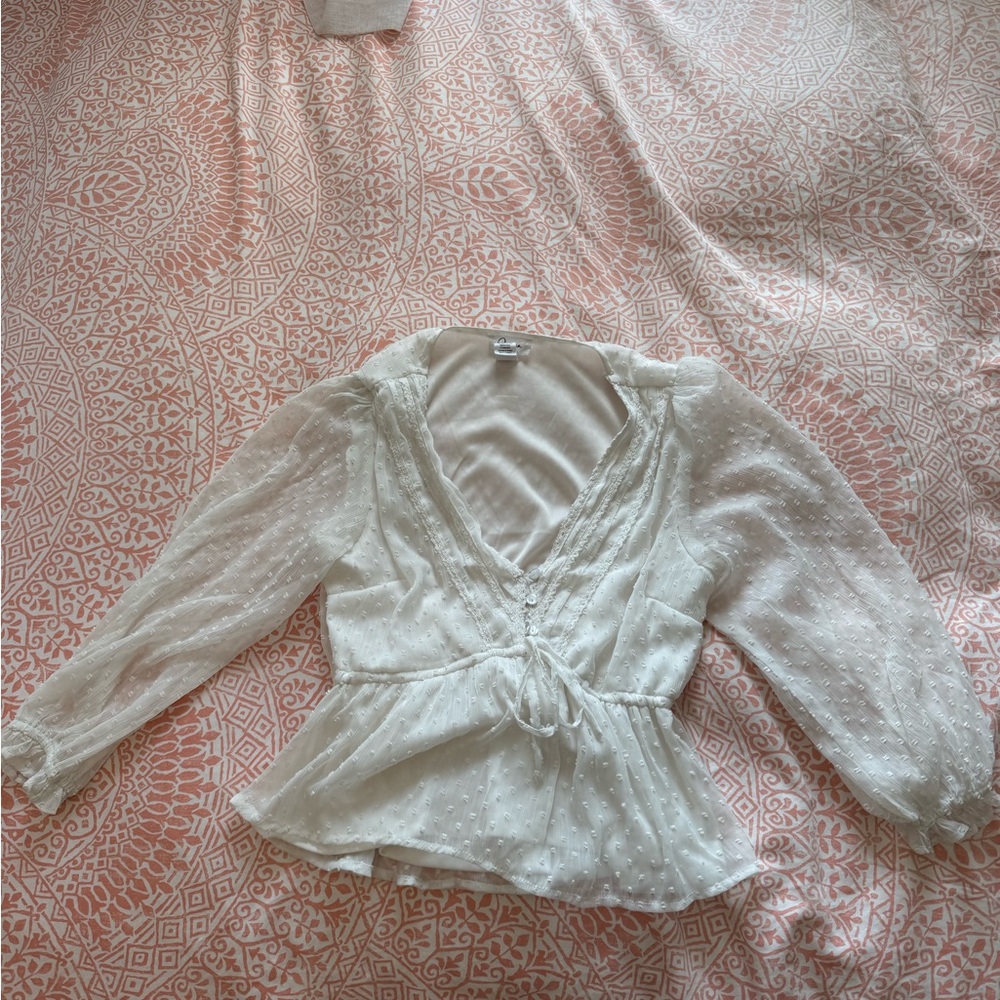 Japna Cream Sheer Blouse with Delicate Details